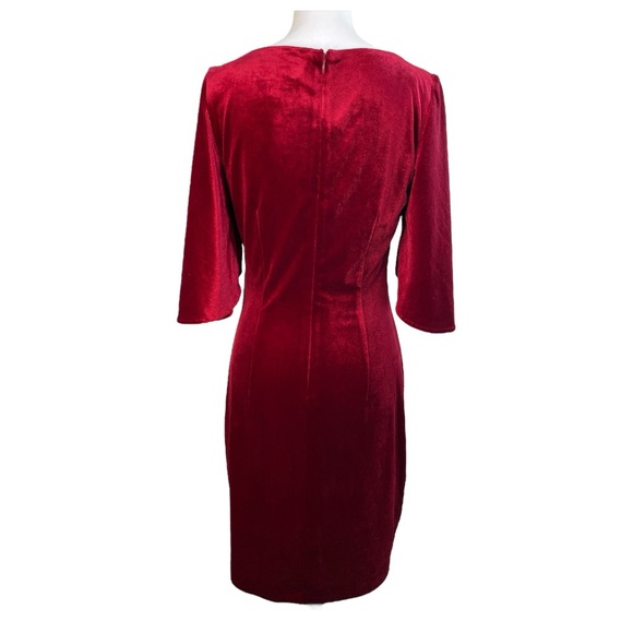 Belle by Badgley Mischka Velvet Sheath Dress Cranberry Red Size 6 - Picture 4 of 9